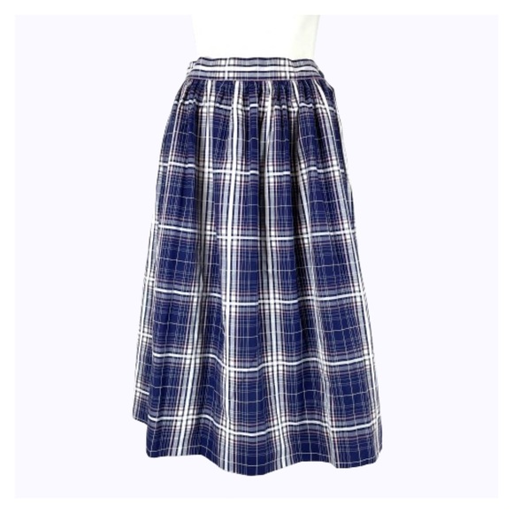50s-60s Vintage Acting Up Blue Plaid Madras Full Midi Skirt Butte WPL 9442 - Picture 1 of 9